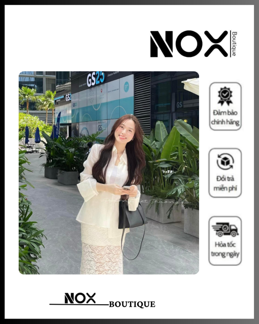 Set Váy Ren Trắng Kèm Sơmi