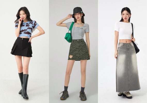 váy chữ a phối croptop