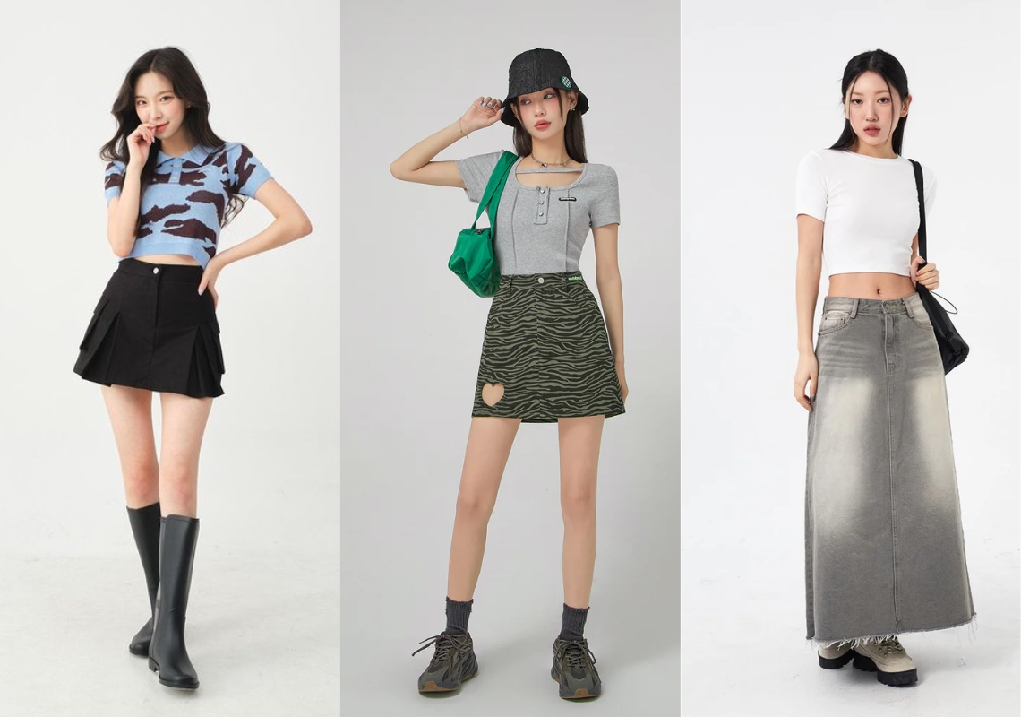 váy chữ a phối croptop