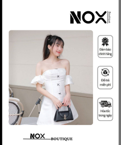 Đầm Chữ A Cúp Ngực Đính Nơ Dáng Ngắn