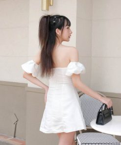 Đầm Chữ A Cúp Ngực Đính Nơ Dáng Ngắn