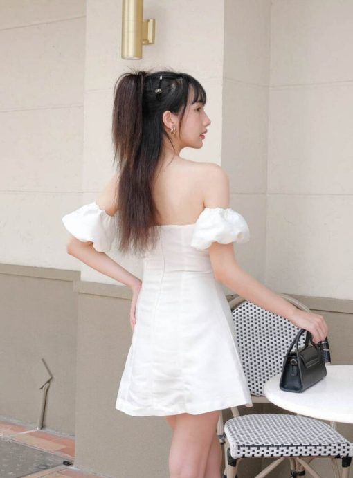 Đầm Chữ A Cúp Ngực Đính Nơ Dáng Ngắn