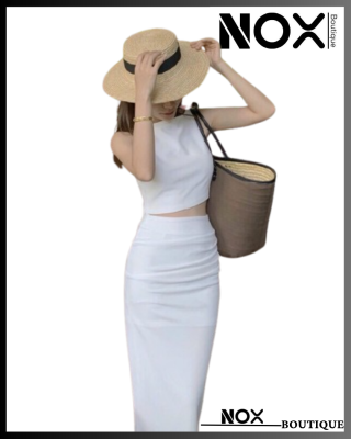 Set áo croptop và chân váy bút chì