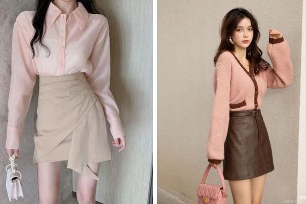 chân váy màu be kết hợp áo màu gì
