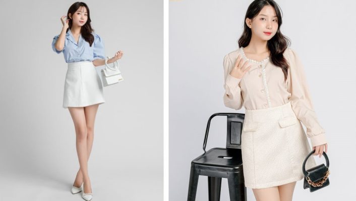 chân váy trắng kết hợp áo gì