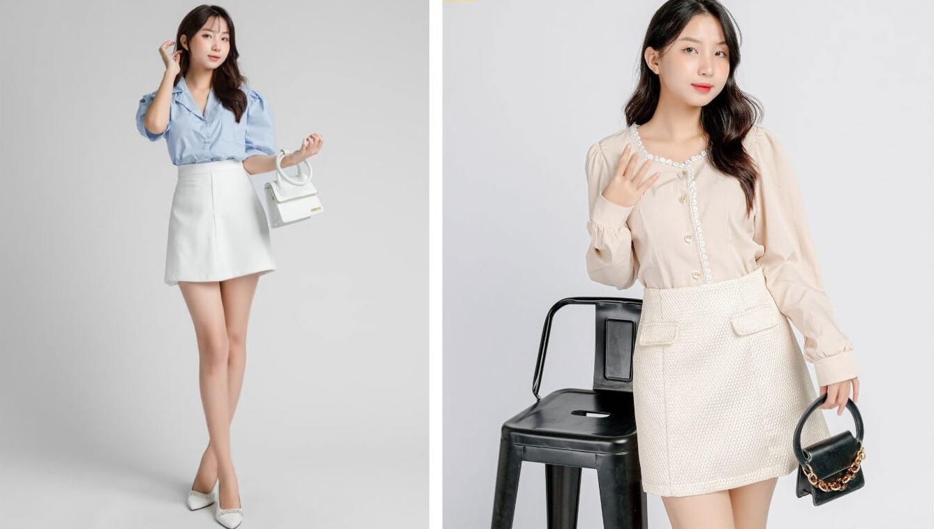 chân váy trắng kết hợp áo gì